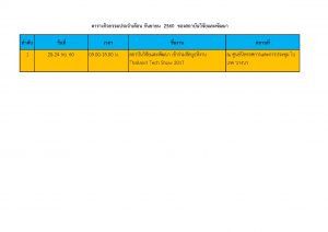 ตารางกิจกรรมประจำเดือน กันยายน 2560 ของสถาบันวิจัยและพัฒนา