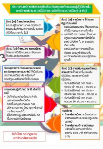 Infographic สรุปย่อกฎหมายของมหาวิทยาลัยสวนดุสิต ประกาศมหาวิทยาลัยสวนดุสิต เรื่อง วันและเวลาทำงานของผู้ปฏิบัติงานในมหาวิทยาลัย พ.ศ. ๒๕๖๐ จัดทำโดยกองกฎหมาย