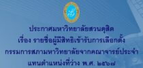 รายชื่อผู้มีสิทธิเข้ารับการเลือกตั้งกรรมการสภามหาวิทยาลัยจากคณาจารย์ประจำ แทนที่ตำแหน่งว่าง พ.ศ.2567