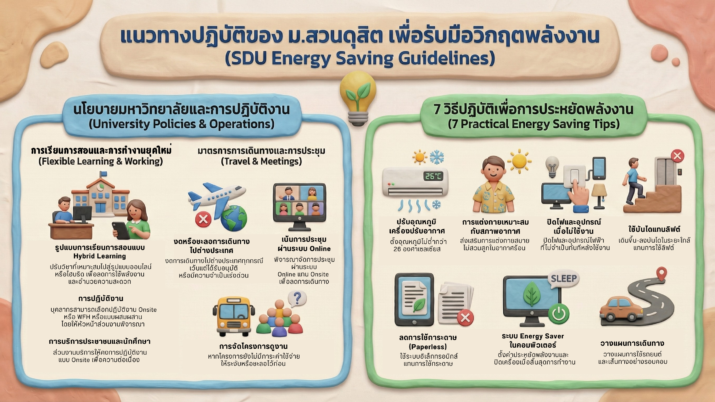แนวทางปฏิบัติของ ม.สวนดุสิต เพื่อรับมือวิกฤตพลังงาน (SDU Energy Saving Guidelines)