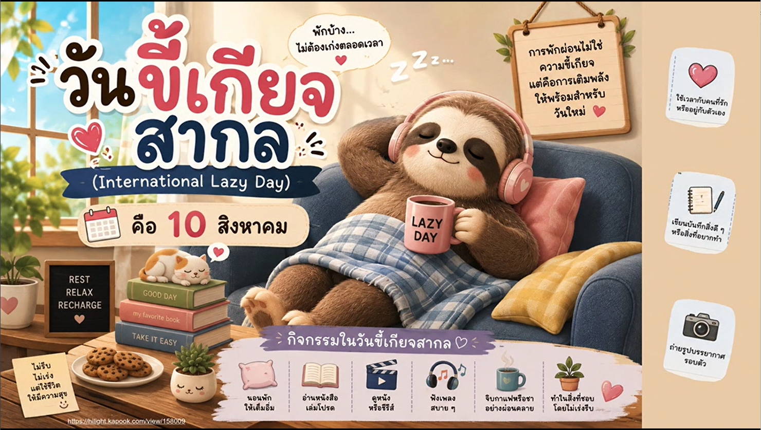 10 สิงหาคม - วันขี้เกียจสากล (International Day of Laziness)
