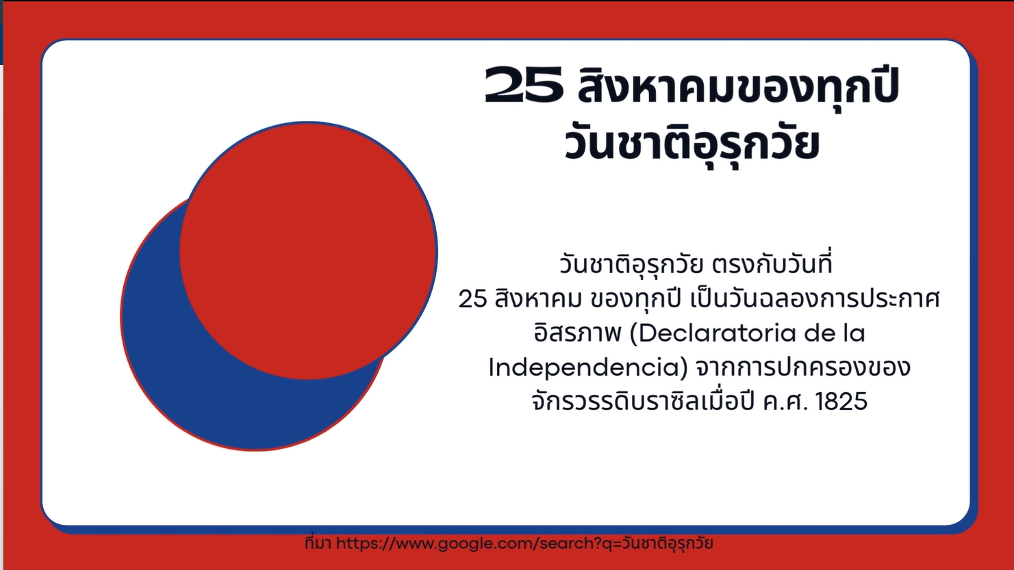 25 สิงหาคม - วันชาติของประเทศอุรุกวัย