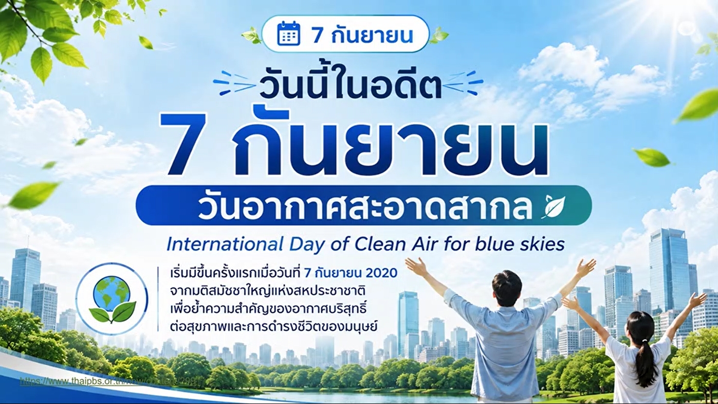 7 กันยายน - "วันอากาศสะอาดสากลเพื่อท้องฟ้าสีคราม" (International Day of Clean Air for blue skies)