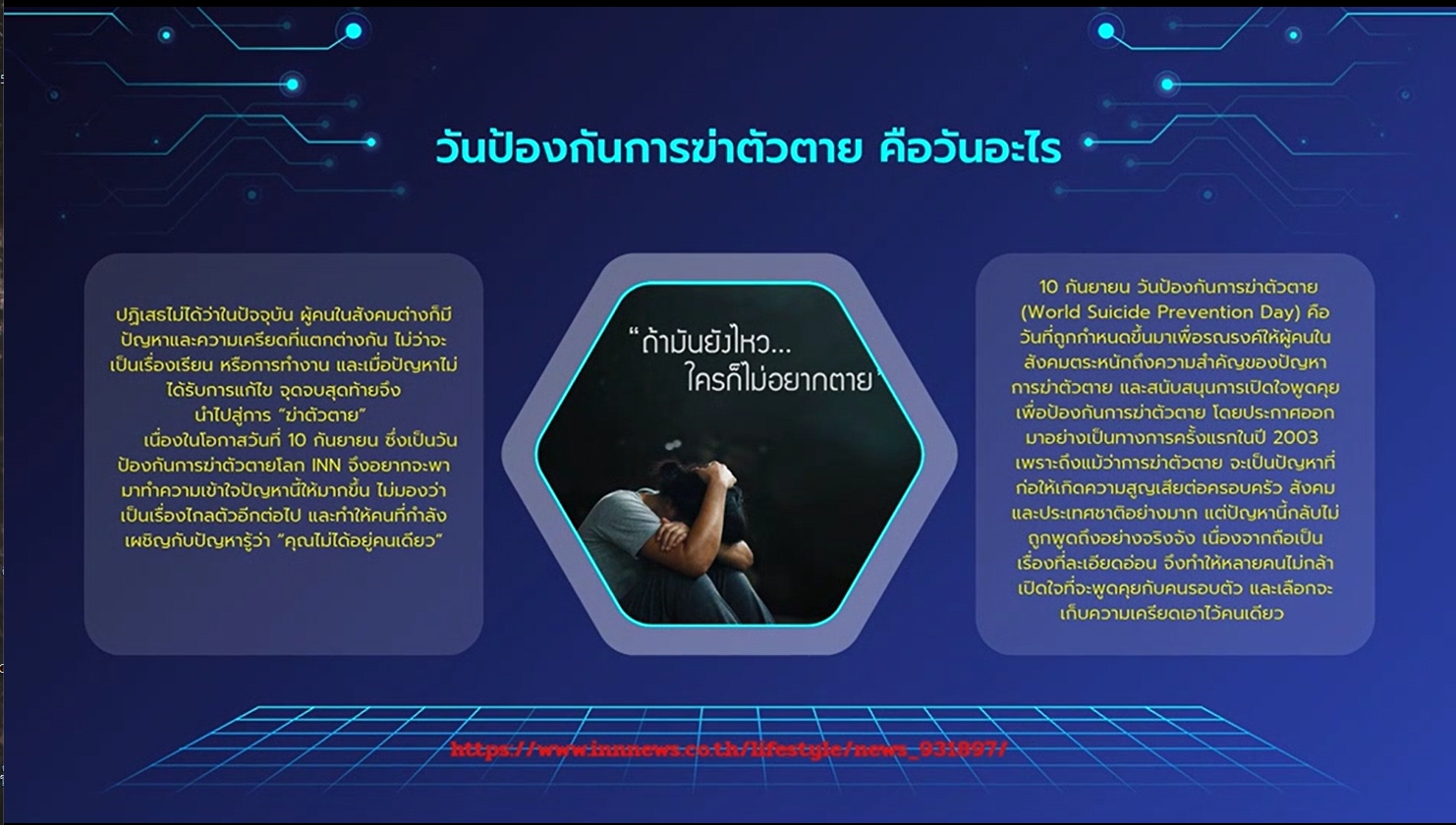 10 กันยายน - วันป้องกันการฆ่าตัวตายโลก (World Suicide Prevention Day)